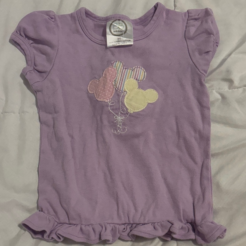 Disney Purple Kids Tee with Mickey Balloon Design